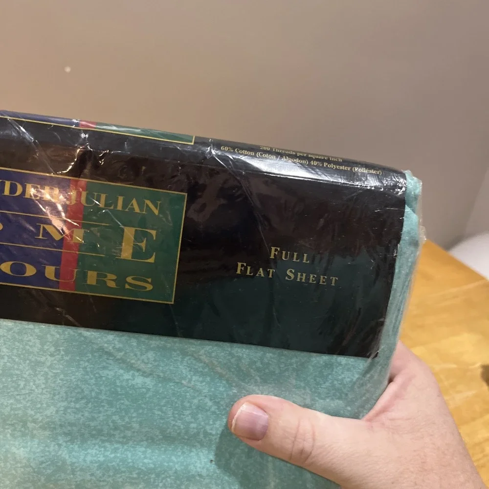 Vtg Dan River Full Flat‎ Sheet Turquoise Julep Colours by Alexander Julian
